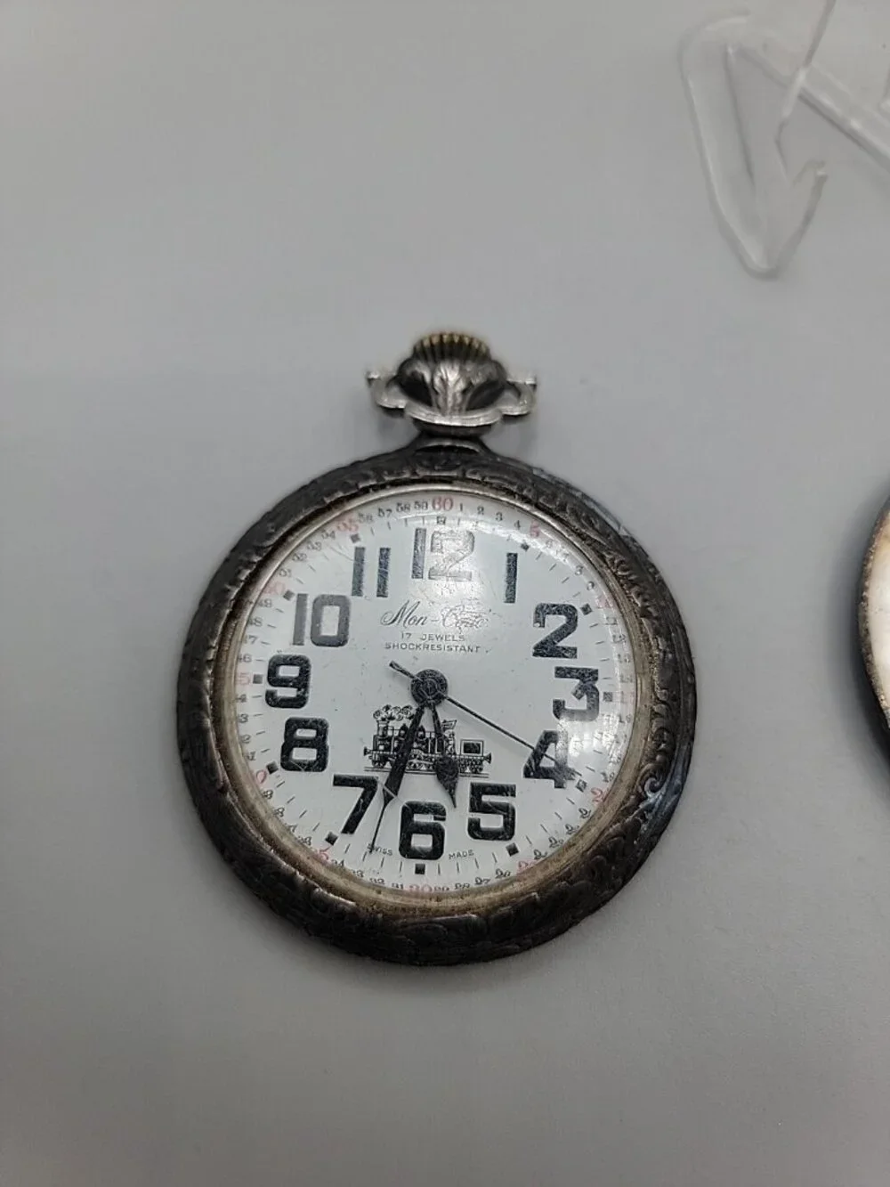 Swiss Railroad Grade Wind Pocket Watch Mon-Corte By EVASO SA 17j Antique